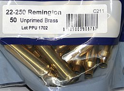 50 Stück > NEUE PPU/PrviPartizan Langwaffenhülsen .22-250 Remington Boxerzündung UnprimedBrass #C211
