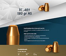 250 St. H&N Geschosse .401 .40 S&W TC HS 180grs Kegelstumpf Truncated Haendler&Natermann High Speed