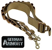 Flintenriemen 2 Punkt Gewehrgurt, Gewehrriemen mit 13 Schrothaltern 12/16/20 schwarz khaki grün