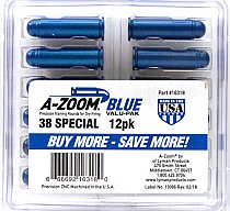 A-ZOOM Pufferpatronen Exerzierpatronen .38 SPECIAL Jagdkurs Jägerprüfung 12er Pack BLAU ALU massiv