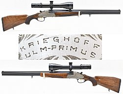 KRIEGHOFF " ULM PRIMUS " Seitenschloß - BBF Kal. 16/70 - 7x65 R mit ZEISS ZF 3-12x56 LA60 + EL .222