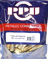 50 Stück NEUE PPU/PrviPartizan Langwaffenhülsen 7,35x51 CARCANO 7.35 x 51 Boxer Unprimed Brass #C570