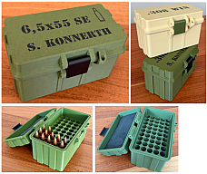 Munitionsbox 6,5x55 SE Win Ammo Box Patronen Wiederladen 50 Schuss personalisierbar abschließbar