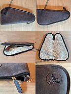 SEHR SELTENE Canard Kurwaffentasche/-Futteral (L) aus echtem „Crazy-Horse“-Leder mit Lammfellfutter