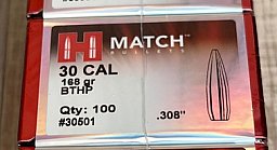 100 Geschosse Hornady 168 gr HPBT Match