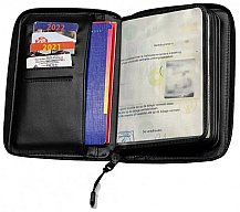 DAA LEDER Dokumentenmappe > ETUI für Jagdschein WBK EFWP Feuerwaffenpass | BLACK / Schwarz | 13x18cm