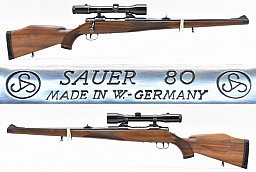 SAUER 80 Stutzen im Kaliber 7x64 mit ZEISS ZF 1,5-6x42 T* und Schwenkmontage