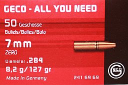 50 Stück NEUE GECO Geschosse - ZERO (Teilzerleger ZINN - BLEIFREI) 7mm .284 - 8,2g/127gr #2416969 HP