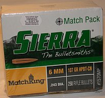 250St. SIERRA 6mm(.243Dia.) - 107 - HPBT-CN - MATCH KING -#1570MP - Versand ab 6,40€