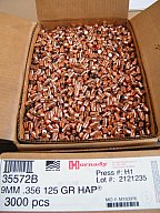 9mm/.356/125grs HAP Hornady Geschosse 500 stk lose!! #35572 # SSZ Berka