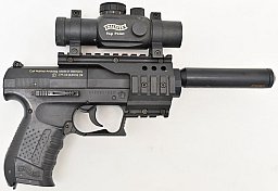 Walther CO2 Luftpistole "Nighthawk" 4,5mm mit Kompensator und Leuchtpunkt