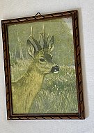 Kleines altes Jagdbild REHBOCK Porträt Kunstdruck antik