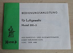 Modell 303-3 HAENEL Suhl Ernst Thälmann Werk original Bedienungsanleitung DDR Druck