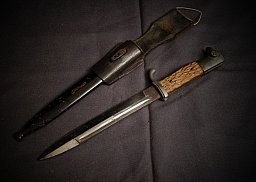 Deutsches Polizei Seitengewehr, Holz-Kunsthorn, K98 Bajonett, Koppelschuh, WK2
