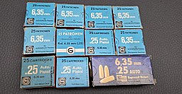 Munition Konvolut .25 Auto 6,35mm Browning Patronen Pistole 300 Schuss Geco