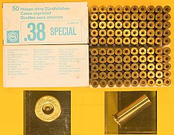 100 Hülsen Kaliber .38 Spezial von GECO