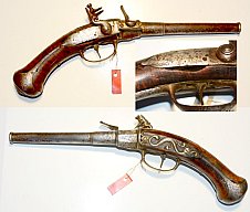 schlanke Steinschlosspistole um 1770
