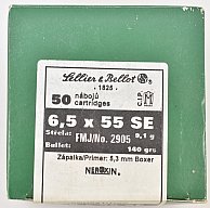 50 S&B Patronen 6,5x55 SE Vollmantel 140gr.