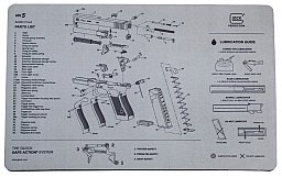 Glock Reinigungsmatte mit Explosionszeichnung, Schaumstoff, 27,5 x 43 cm, schwarz