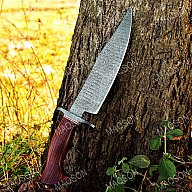 Custom Handmade Damascus Steel Hunting Bowie Knife Wiht Wood.