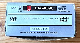80 Stck Lapua Lock Base Geschosse, FMJBT, Moly, 8,5 mm Cal., .338 Dia, 250gr Gewicht, Nr B408