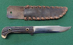 Eigenbau Jagdmesser Bowiemesser mit Lederscheide