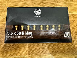 RWS Softpoint 5,6x50R Mag. 4,1g / 63gr 50 Schuss + Leere Hülsen