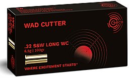50 Schuss GECO .32 S&W LONG WC WAD CUTTER Präzisions Scheiben Munition 100gr 6,5g Revolverpatronen