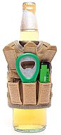 Mini Tactical Schutzweste mit Fronttaschen für Bierflasche / Wein / Thermosflasche - Sand ( Beige )