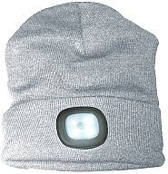 Wintermütze / Strickmütze (Grau) mit 4 LED´s / 3 Leuchtstufen - mit USB ladbar