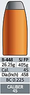 20 Stück PPU | PrviPartizan Geschosse #B-448 | .458/.45-70 Gov. 405grs/26,25g SJFP Teilmantel-Flach