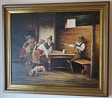 Professor Otto Schmethüsen, Jagdgemälde „Jägerlatein“ 71x61cm
