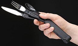 BÖKER 03BO800 Snac Pac | Essbesteck für unterwegs: Messer Gabel Löffel Salz+Pfefferstreuer > 420er E