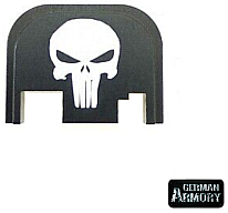 Glock Pistolen Abschlussplatte Backplate Endplate Punisher gelasert gen 1-5 17 19 20 21 22 33 43