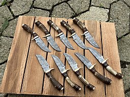 Damast Messer 10 stück Damaszener Stahl Jagd Knife Damascus Hunting Bowie