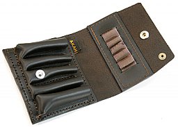 AKAH Universal Patronenetui ECHT LEDER 3 x Büchsen/Kugelpatronen 2 x Schrotpatrone 5 x KK Schonzeit