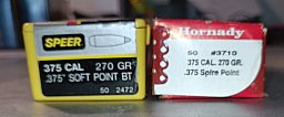 100 Stück Geschosse Hornady Spire Point 375 - 270 / Speer Soft Point 375 - 270