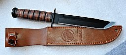 NEU! U.S. MARINE CORPS (U.S.M.C.) KA-BAR KAMPFMESSER mit LEDERSCHEIDE