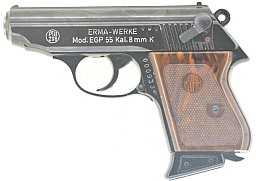 Pistole Alarmpistole im Look Walther PPK Schreckschusswaffe ERMA EGP 55 Kal. 8 mm Knall, 1979, Top!