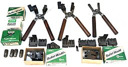 9 x Gießkokillen mit 3 Handgriffen je 1x RCBS .30-115, 08-170, 38-162 u.a. 2x LEE 287 & 357:
