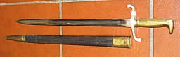 Preußisches Infanterie Seitengewehr SG 71, KIRSCHBAUM SOLINGEN 74 mit Lederscheide