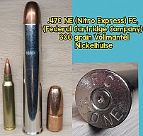 .470 NE (Nitro Express), VM, FC (Federal Cardridge Company) Nickelhülse, Deko-Patrone