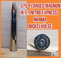 .375 Flanged Magnum N.E. (Nitro Express), NORMA Nickelhülse, Deko-Patrone