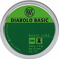 500 Stück RWS BASIC L DIABOLO 4,5mm 0,45g #2315092 für LuftGewehr und LuftPistole | Blei Flachkopf