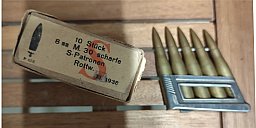 10 Patronen, 8x56R , mit Laderahmen im org. Karton