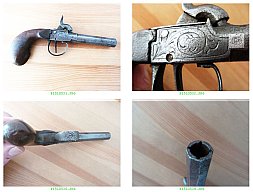 Kleine 18 cm Reisepistole um 1850 mit Verzierungen Derringer Terzerol