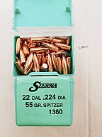 .22/.224/55 grs #1360# Sierra Spitzer Geschosse 100 stk