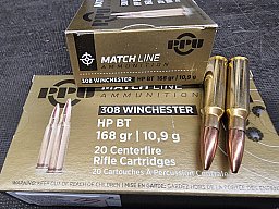 .308/168grs HPBT Matchline PPU 20 stk. A-496