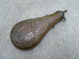 Pulverflasche Schwarzpulverflasche mit Motiv „Liberty or Death“ Schlacht von Alamo 1836