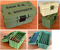 Munitionsbox 6mm B.R Norma Ammo Box Patronen Wiederladen 50/100 Schuss personalisierbar abschließbar